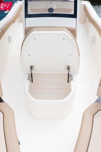 235XSF forward console seat showing storage underneath