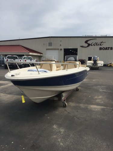 175SD azure blue hull with bow rail